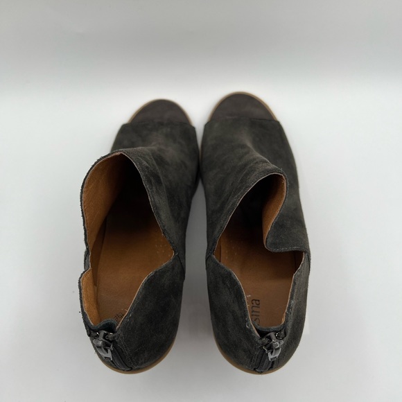 Susina Women’s Carina Lea Olive Suede Open Toe Heel Booties - Size 10 - Picture 8 of 11